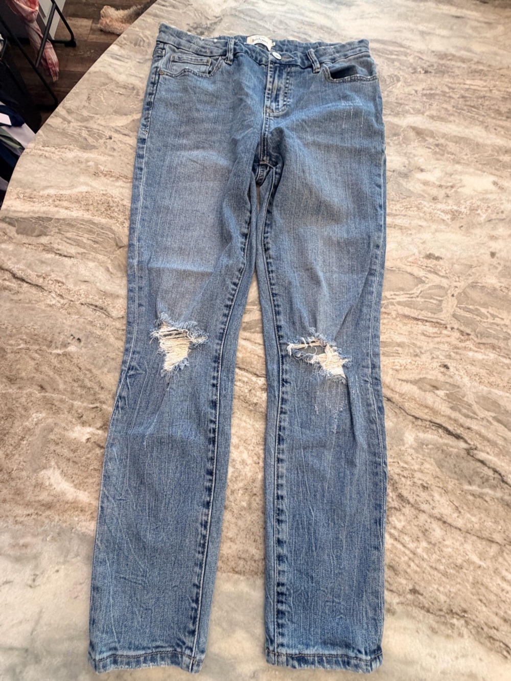 Bohme Medium Wash Distressed Straight Leg Jeans Size 29